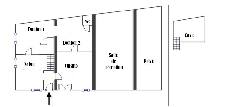 Plan du refuge des extases rez de chaussée - L'antre des vices, gites BDSM près de Valence en Rhone-Alpes